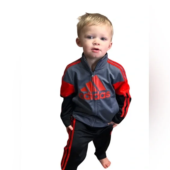 Adidas Youth Boys Jogger Set Red and Black size 2T - Picture 5 of 8